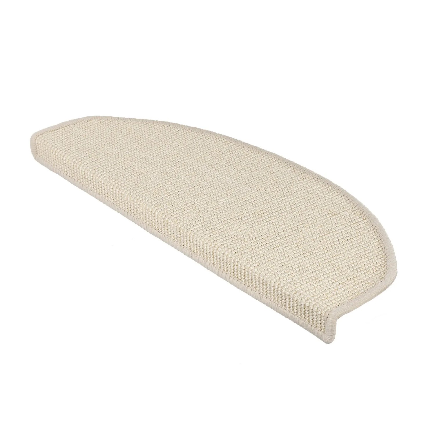 Halbrunde, selbstklebende Sisal Stufenmatte in Elfenbein für Treppenstufen.