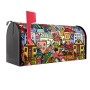 Banjado US Briefkasten Schwarz mit Funky Town Motiv, Stahl, 48x22x16cm.