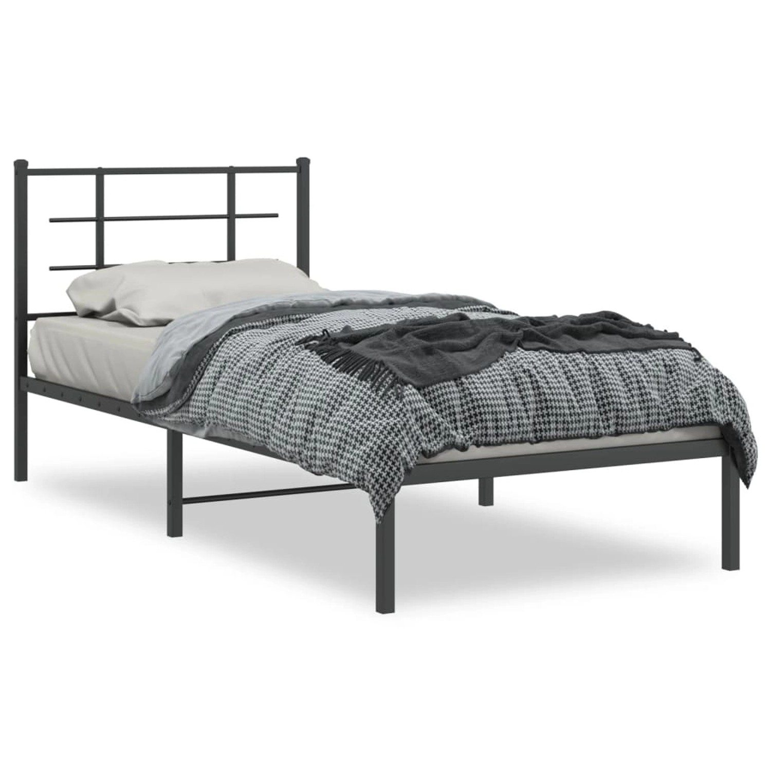 vidaXL Bettgestell mit Kopfteil Metall Schwarz 90x200 cm 355554 günstig online kaufen