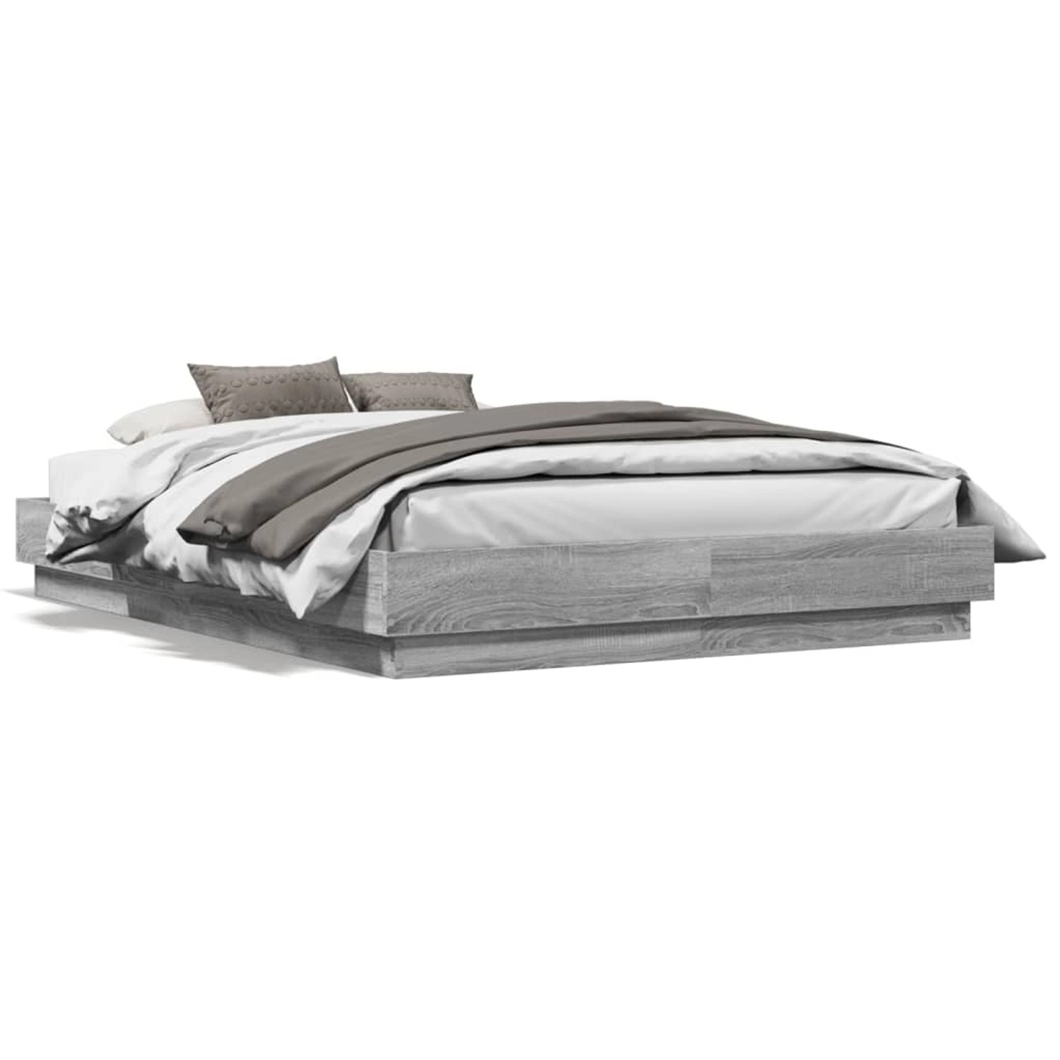 vidaXL Bettgestell Grau Sonoma 135x190 cm Holzwerkstoff 3209882 günstig online kaufen