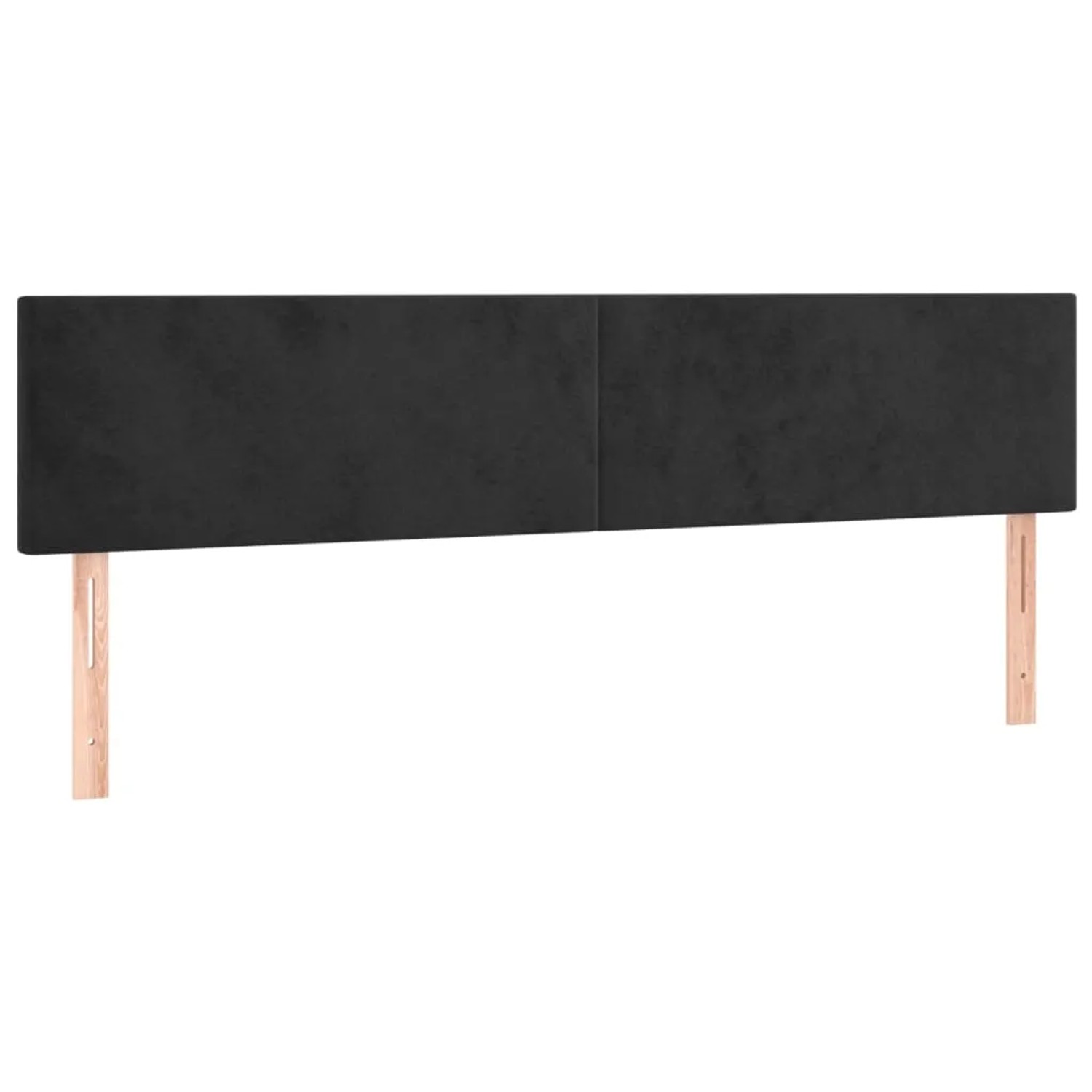 Schwarzes vidaXL Boxspringbett Kopfteil aus Samt, 200x200 cm, mit Holzfüßen.