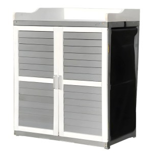 Coemo Gartenschrank Lola aus Holz mit verzinkter Arbeitsplatte für Kinder.