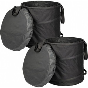 TTL GARDEN Pop Up Laubsack BLACK SUPERIOR 85 L 2er Set – Gartensack Schwarz 260 g/qm Selbststehend