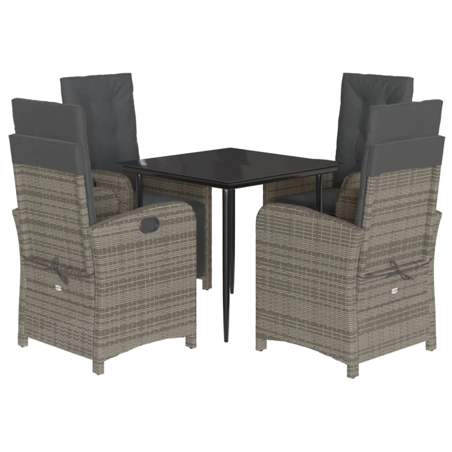 vidaXL 5-Tlg Garten-Essgruppe mit Kissen Grau Poly Rattan 3212352 günstig online kaufen