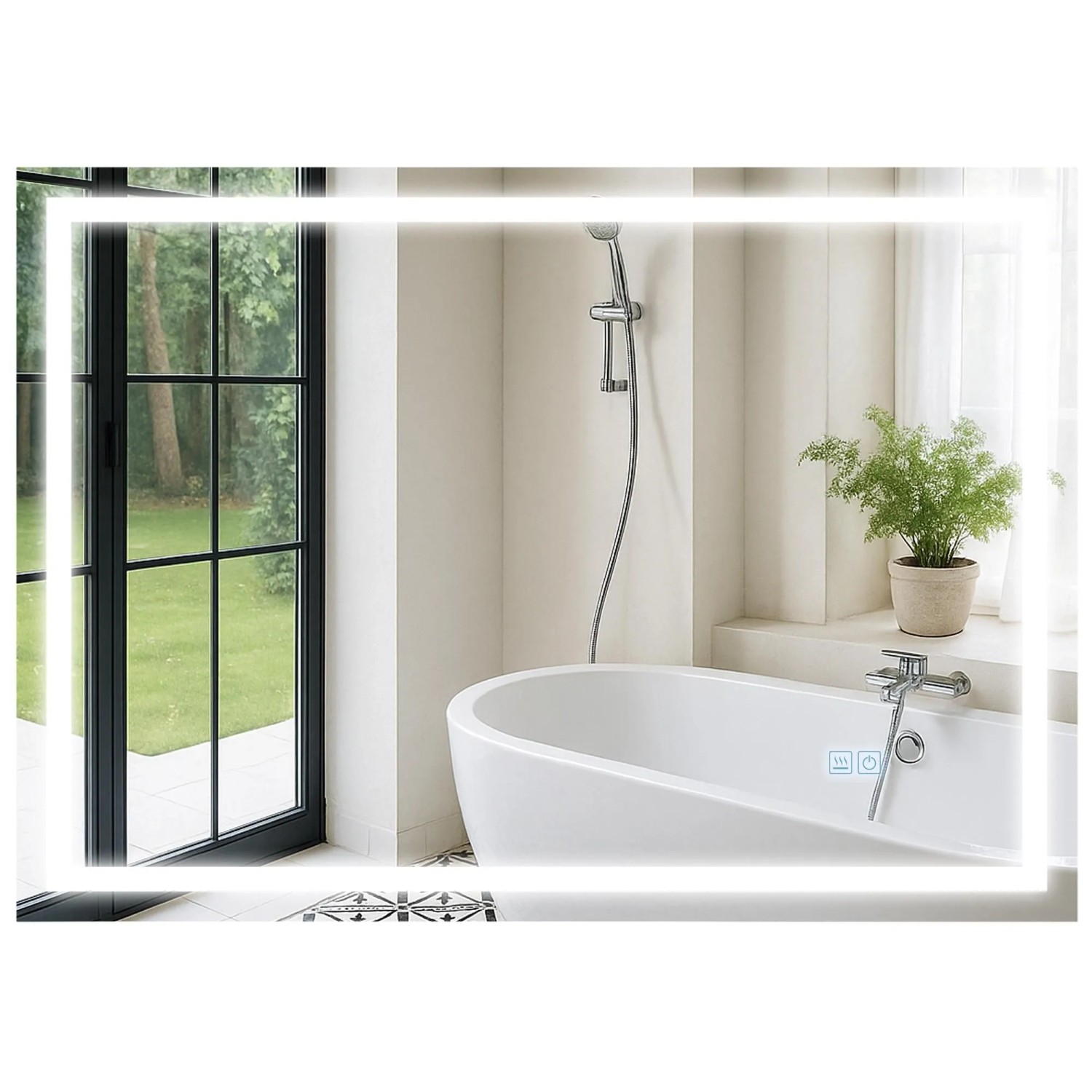 DELUKE Badspiegel GRAZ 50x70 mit Bluetooth 70x3,5x50cm Glas Klarglas Badezimmerspiegel Wandspiegel