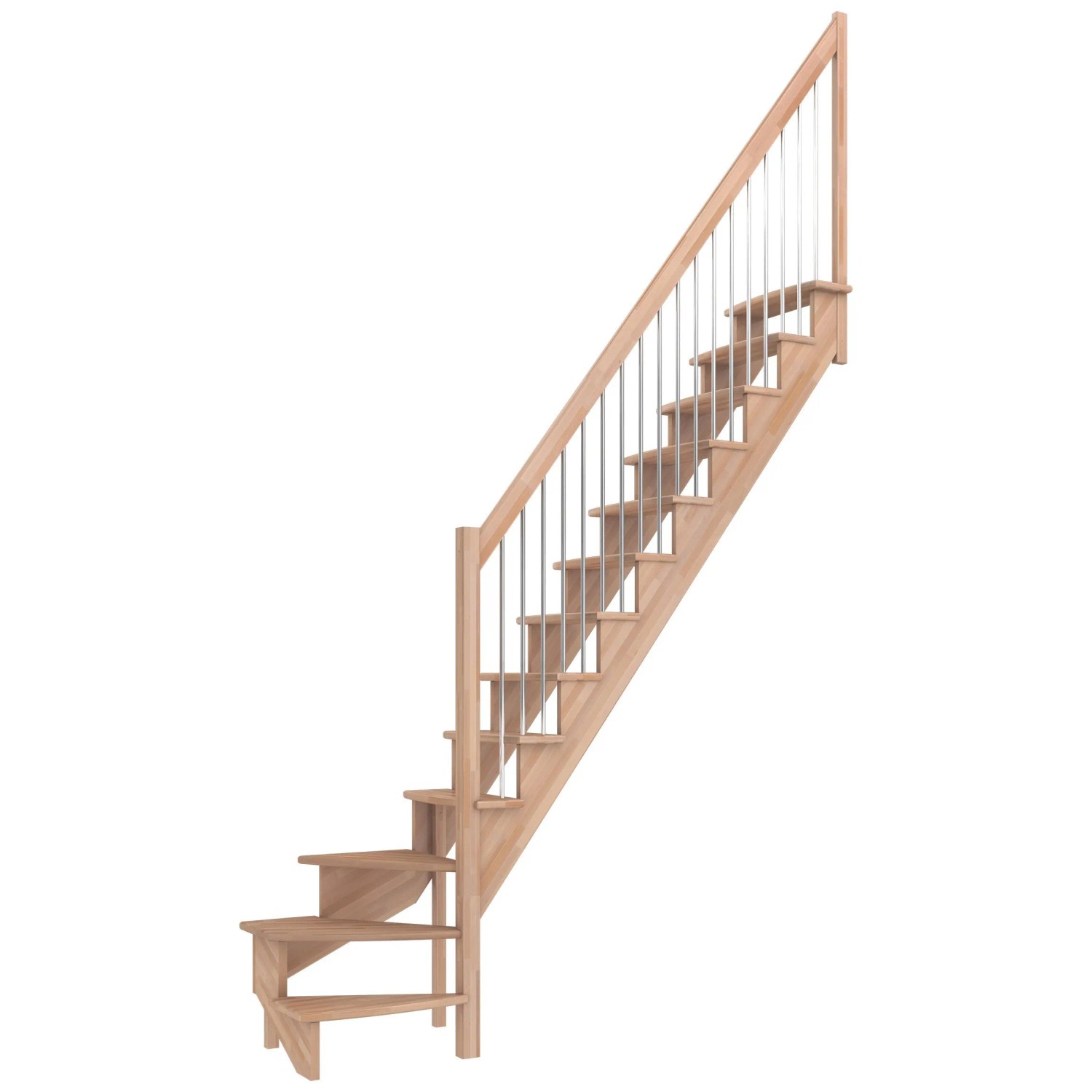 Dolle Raumspartreppe Lyon Buche Metallgeländer 75 cm 1/4-gewendelt U/R FSC® günstig online kaufen