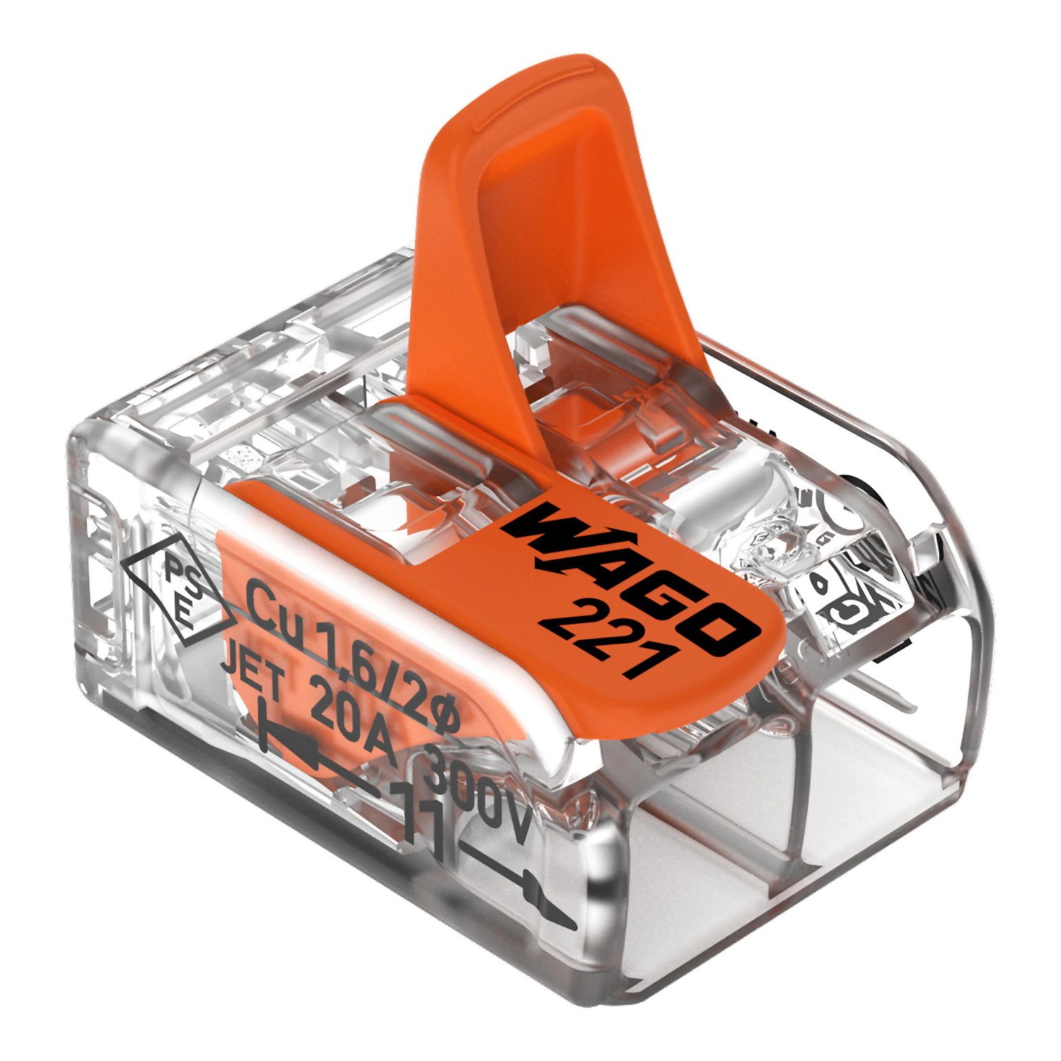 Wago Hebelklemme, 2-polig, für Leiter Ø 0,2-4mm², 5er-Pack