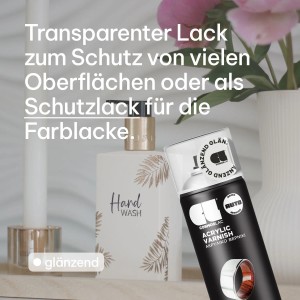 COSMOS LAC Klarlack Spray Glänzend Transparent & Wasserfest  400 ml  Acryllack Acryl Lack Sprühlack  Lackspray für Kunststoff Metall Holz uvm