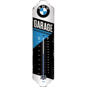 Nostalgic-Art Thermometer BMW Garage, 28cm, aus Stahlblech mit Celsius- und Fahrenheit-Skala.