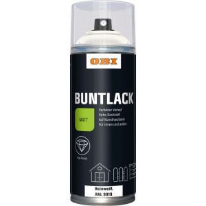 OBI Buntlack Spray Reinweiß, matt, 400ml Dose. Für Innen- und Außenbereich.