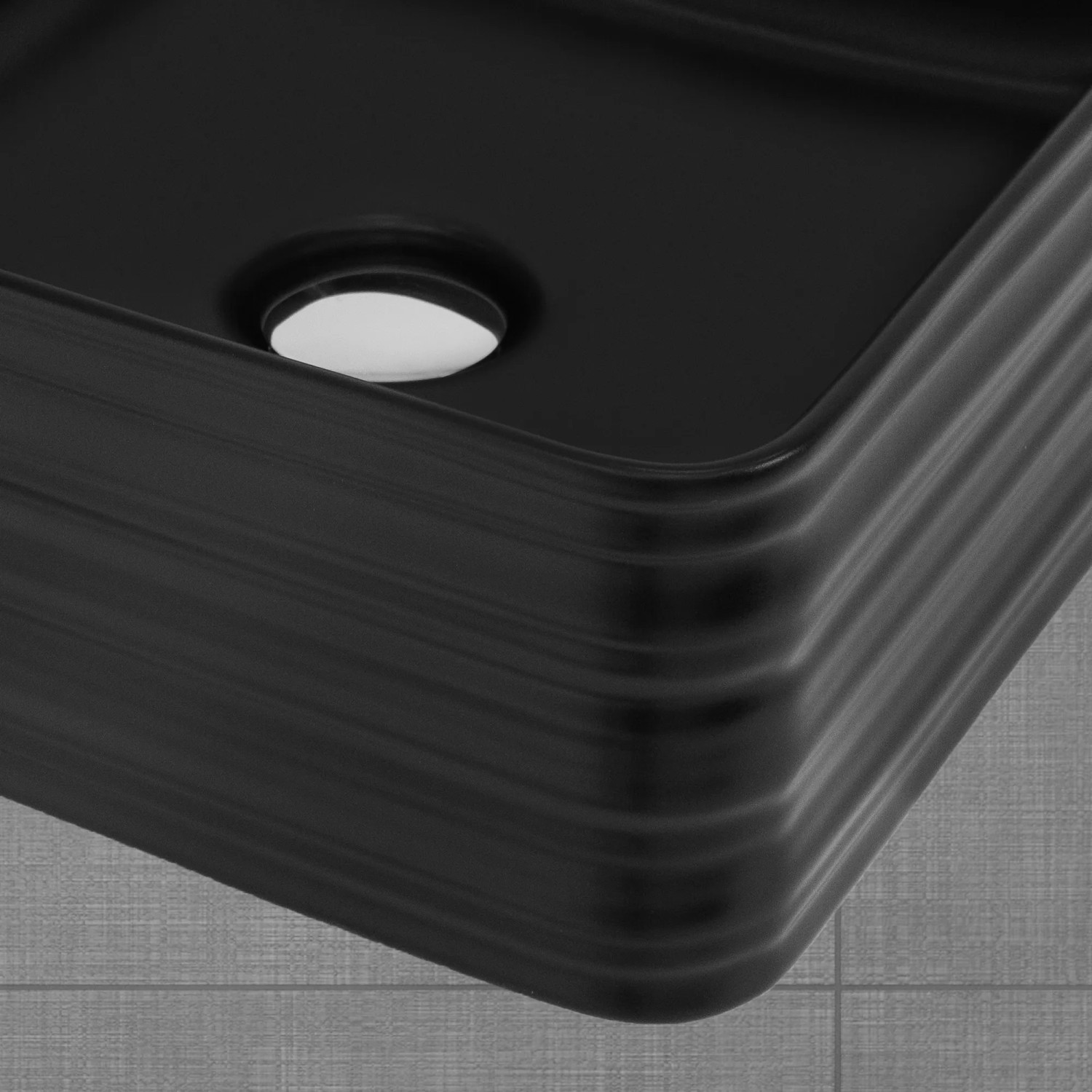 Detailaufnahme: ML-Design Handwaschbecken, Keramik, Schwarz Matt, quadratisch, 39x39 cm.