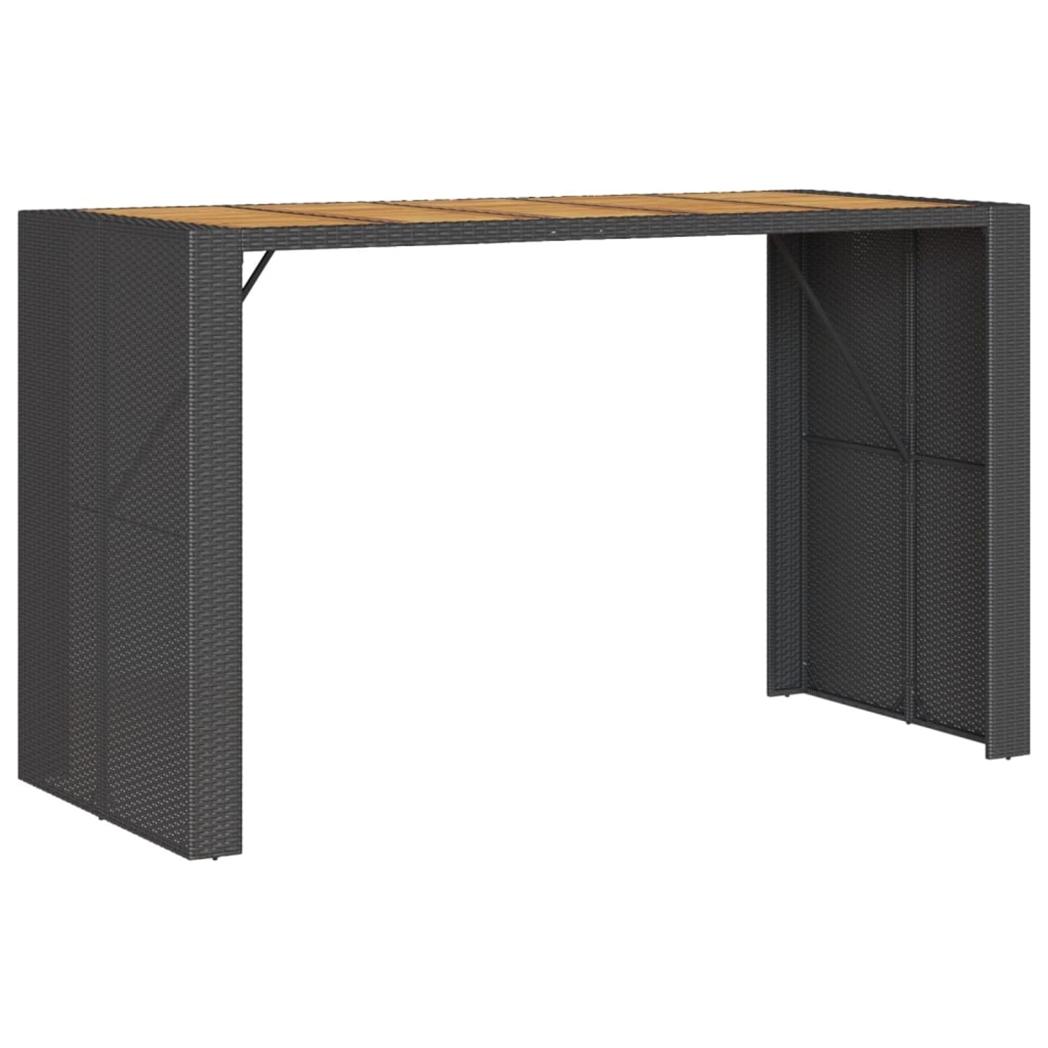 vidaXL Garten-Bartisch mit Holzplatte Schwarz 185x80x110 cm Polyrattan 3687 günstig online kaufen