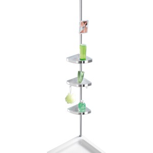 Wenko Teleskop Duschecke Premium mit 3 Ablagen in Silber, ideal für Bad und Dusche.