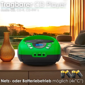 Cyberlux CL-700 CD-Player Tragbar CD/MP3/USB Radio Grün