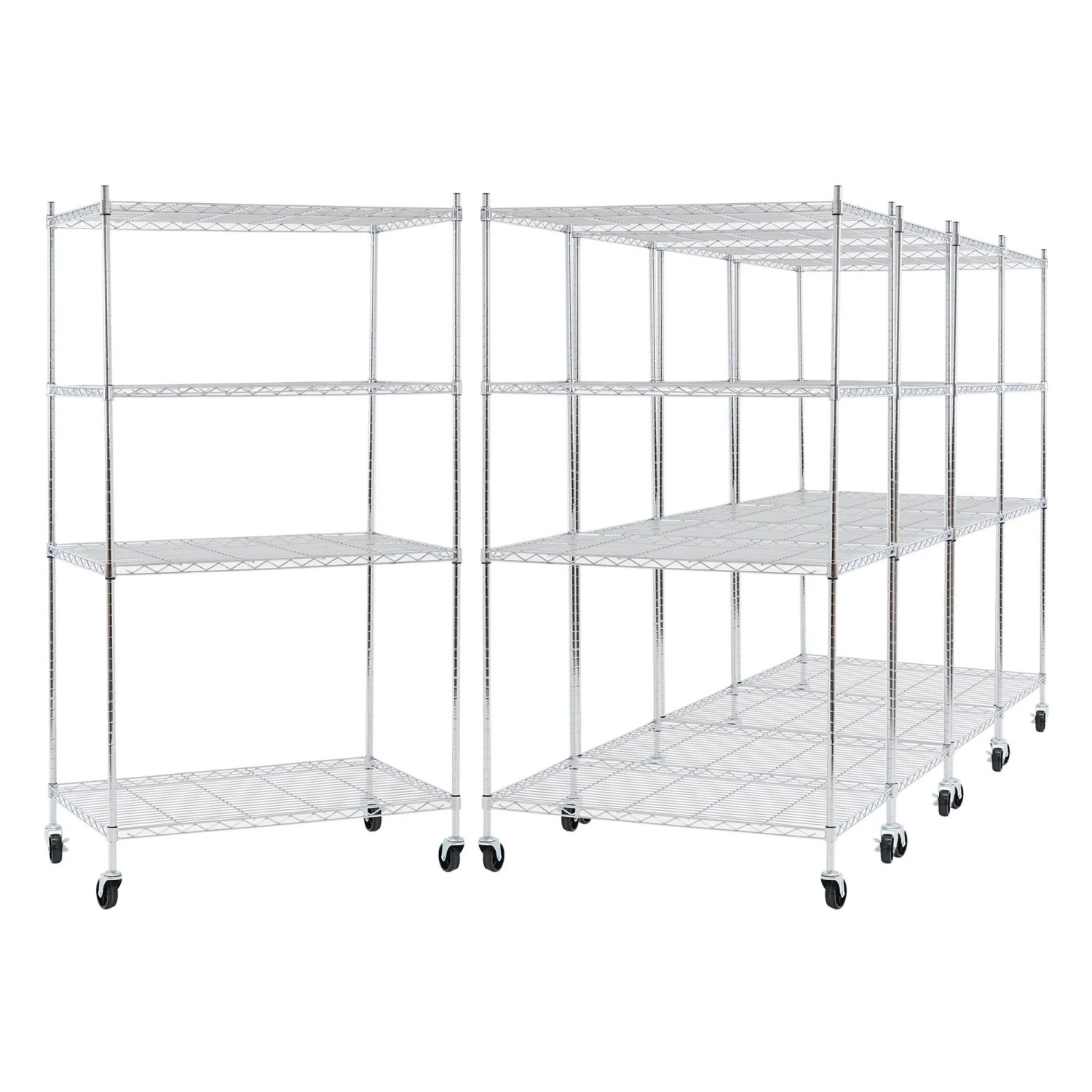 PROREGAL Mega Deal 5X Gitterregal HADES Mit Rollen & 4 Gitterböden Metall 160x90x60cm Fachlast 75kg Metallregal Chrom  Silber Küchenregal Aufbewahrung