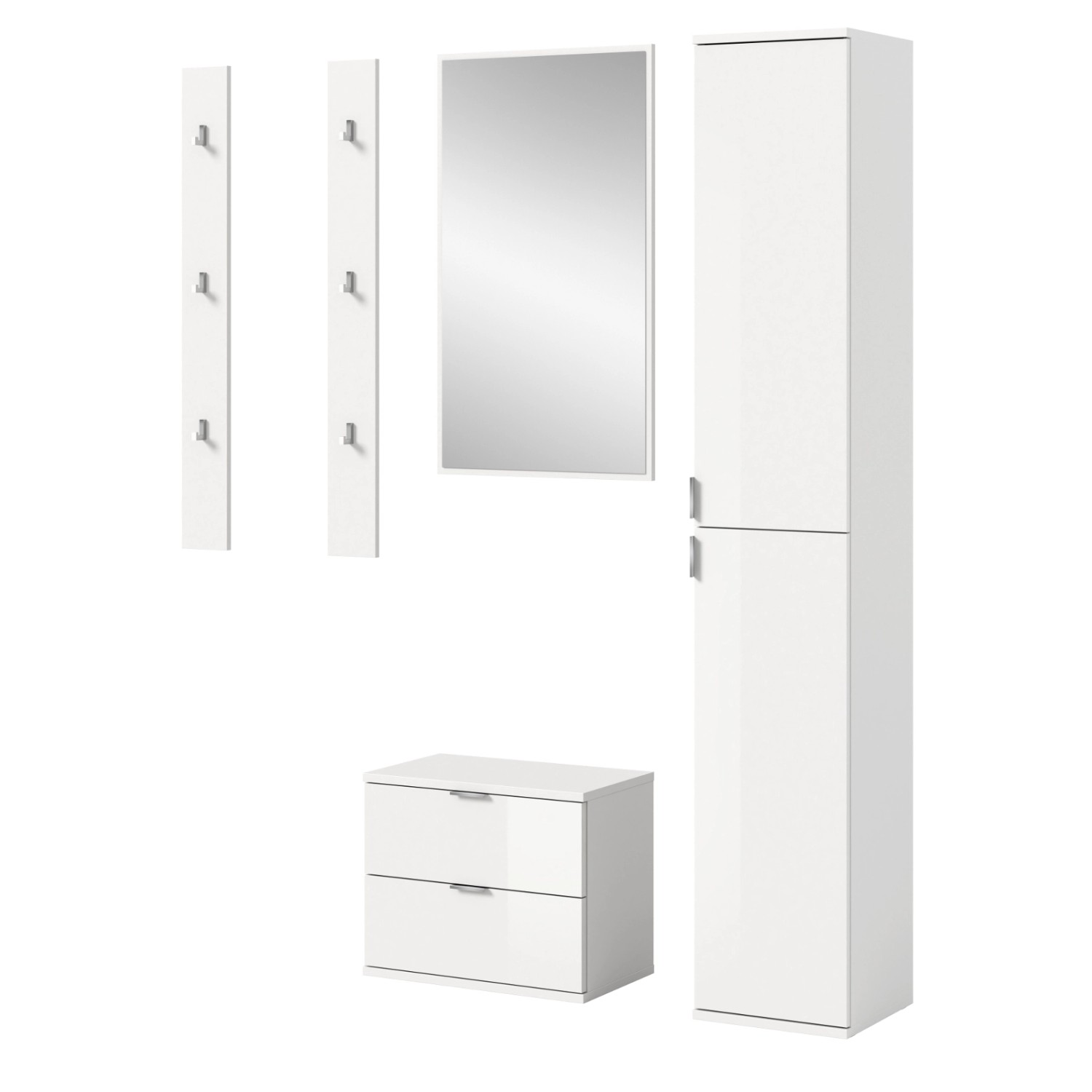 Inn.Furn Garderoben-Set 5-teilig in Weiß Hochglanz 153 cm SystemX günstig online kaufen