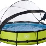 Grüner EXIT Lime Pool ø 360 cm mit Filterpumpe und Poolabdeckung.