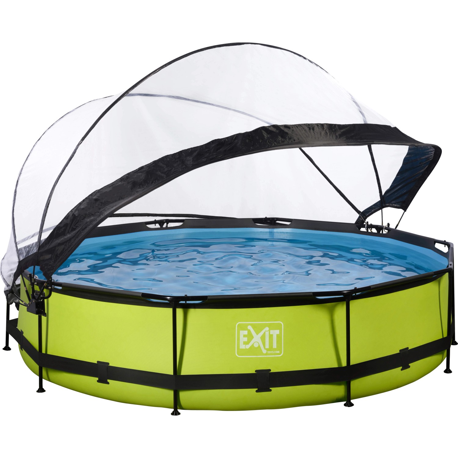 Grüner EXIT Lime Pool ø 360 cm mit Filterpumpe und Poolabdeckung.