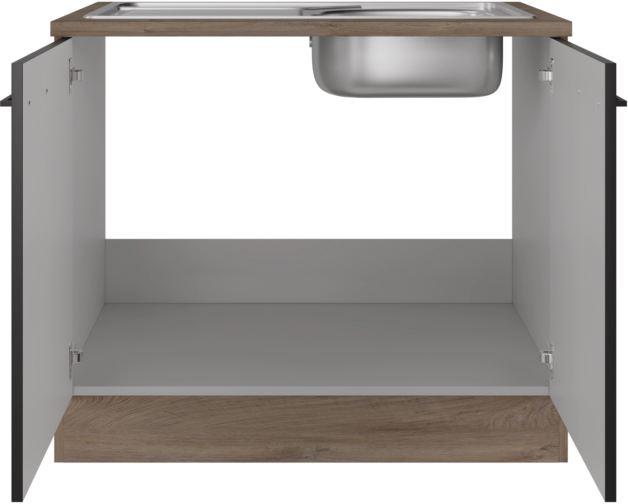 Flex-Well Exclusiv Spülenunterschrank Capri 100 cm Schwarz Matt-Endgrain  Oak kaufen bei OBI