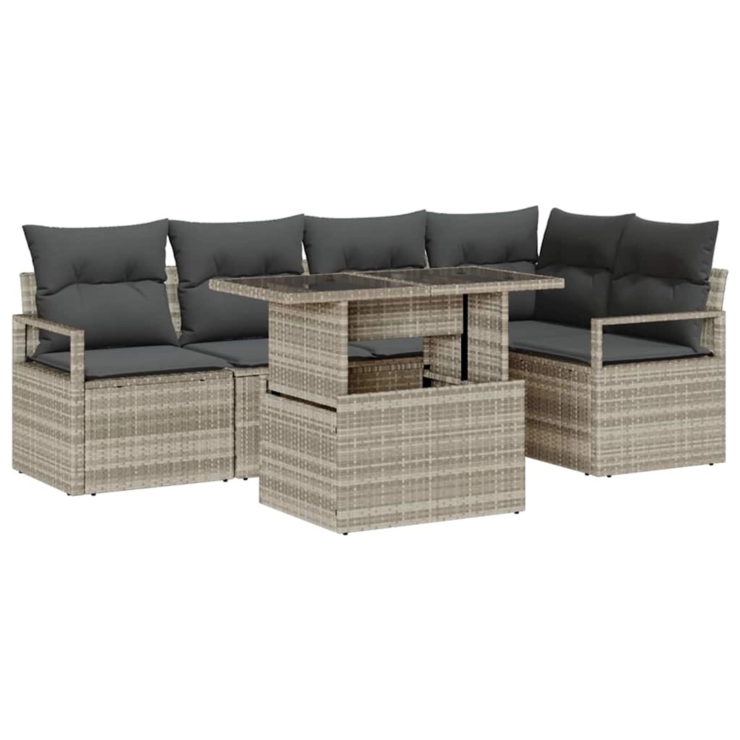 vidaXL Garten-Sofa-Set mit Speicher 6-Tlg Hellgrau Poly Rattan 3357565 günstig online kaufen