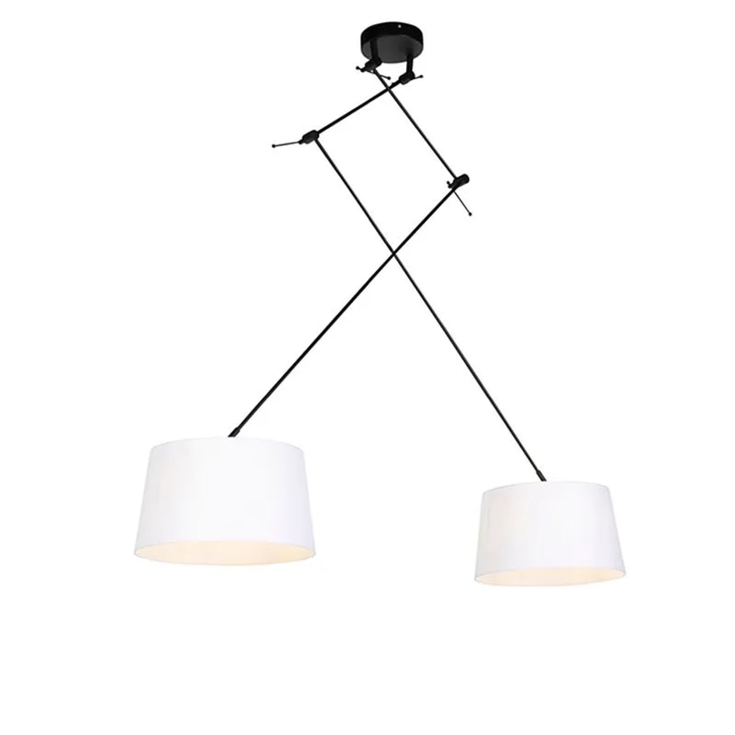 QAZQA Hängelampe mit Leinenschirm Weiß 35 cm Blitz II Schwarz