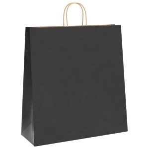 Schwarze Papiertragetasche mit braunen Henkeln, 45x17x48 cm, 250 Stück