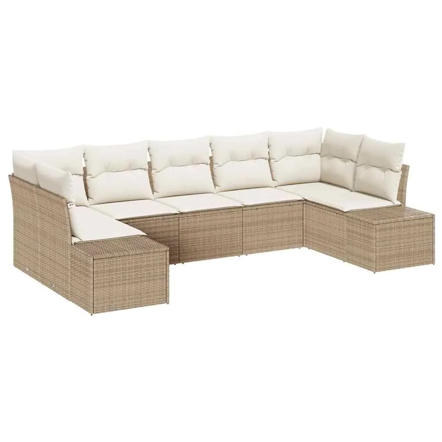vidaXL Gartensofa-Set mit Speicher 7 Stk Beige und Creme Poly Rattan 3355880