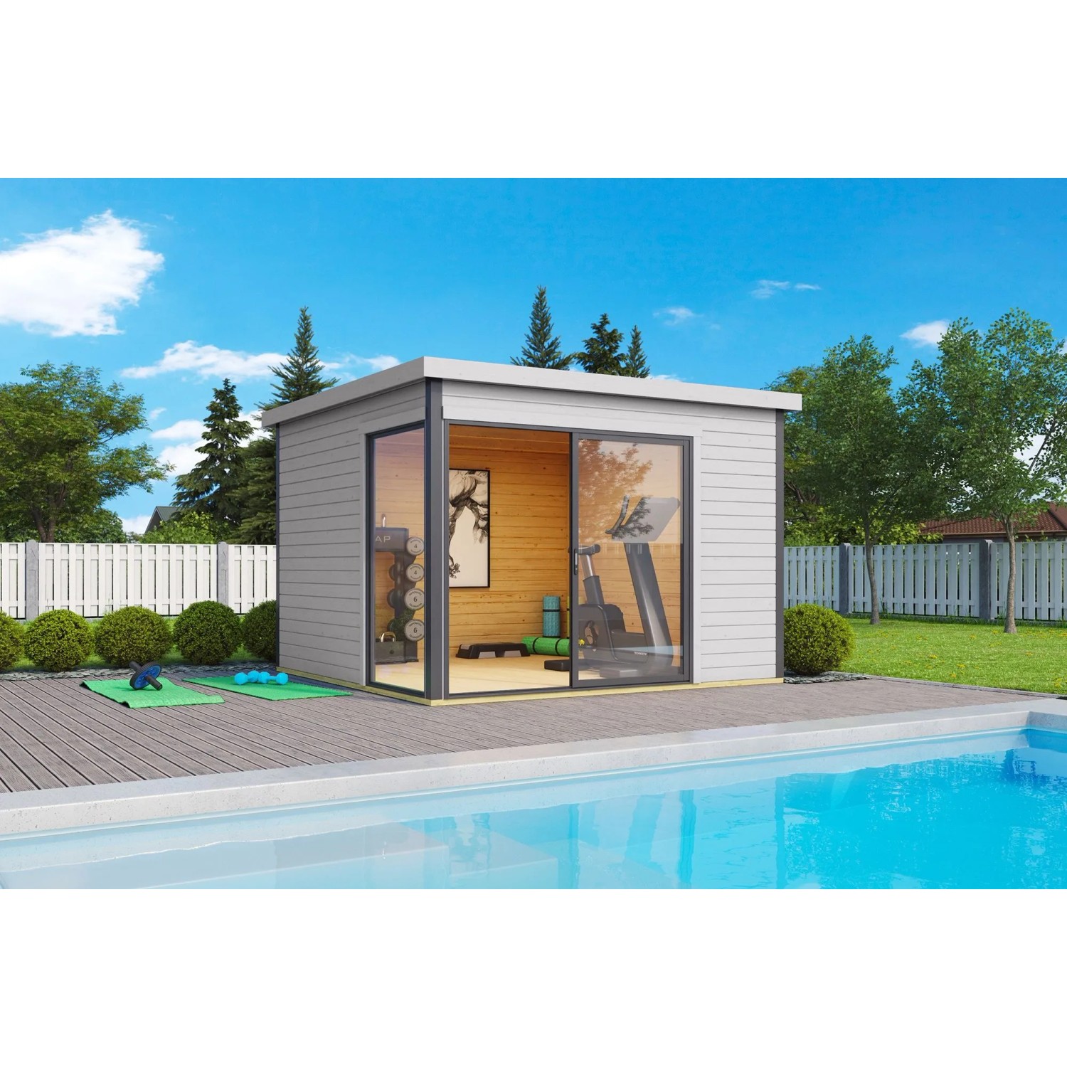 Lasita Gartenhaus Domeo 1 Lichtgrau 300 cm x 300 cm