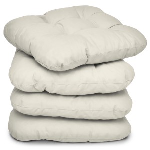 Beautissu Lisa Stuhlkissen 4er Set, 40x40cm, Natur, gesteppt für bequemen Sitzkomfort.