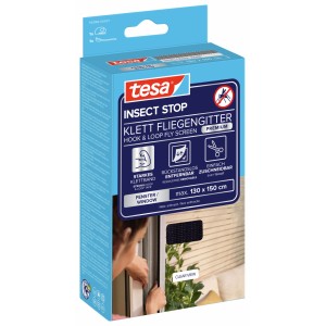 Verpackung des tesa® Insect Stop Klett Fliegengitters Premium für Fenster, anthrazit.