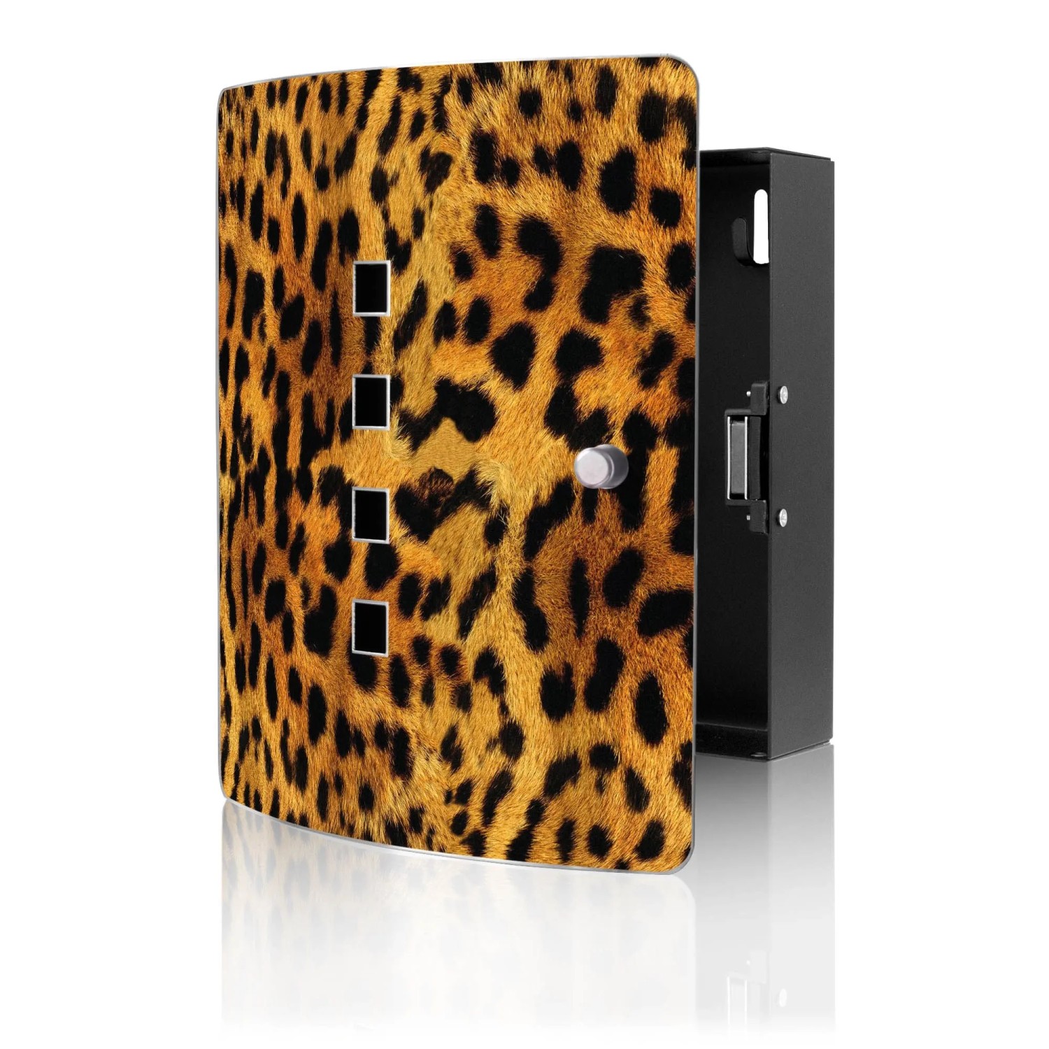Banjado Design Schlüsselkasten Aus Edelstahl Für 10 Schlüssel 24x21,5x7cm Mit Magnetverschluss Motiv Leopard