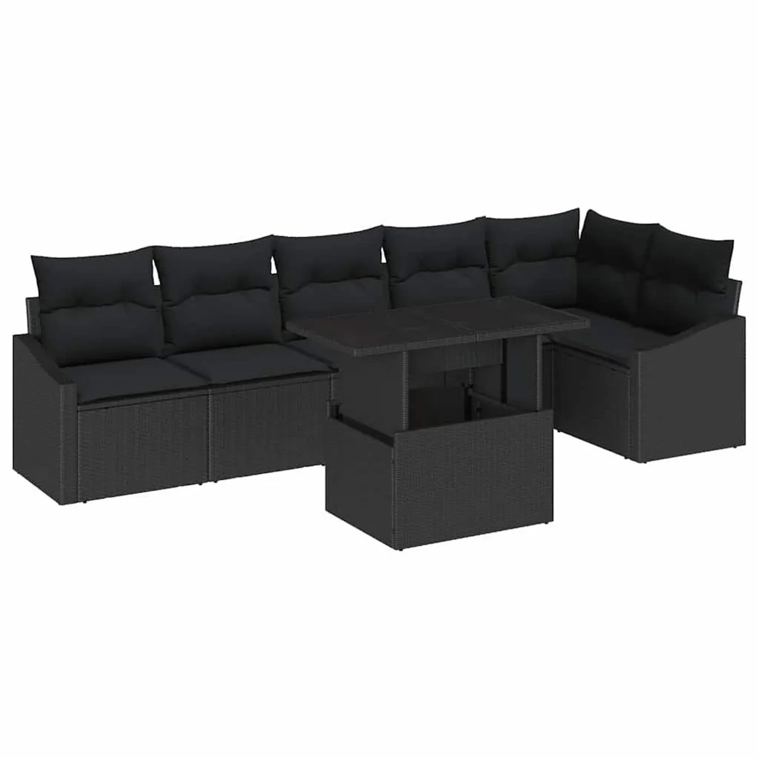 vidaXL Gartensofa-set mit Kissen 7-Tlg Schwarz Poly-Rattan 3349019 günstig online kaufen