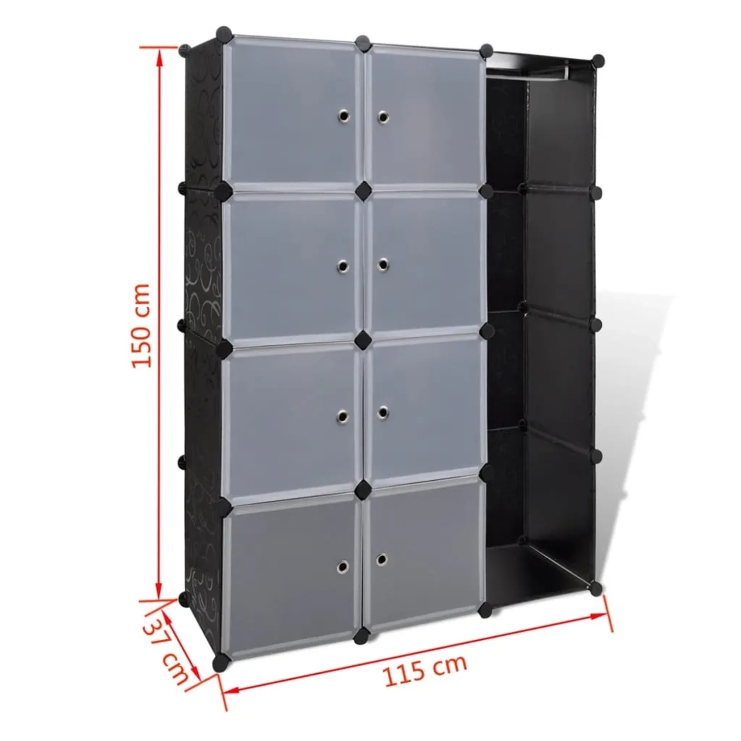 vidaXL Aufbewahrungsschrank 9 Fächer 37 x 115 x 150 cm Schwarz und Weiß kaufen bei OBI