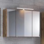Held Möbel 3D-Spiegelschrank Bari, 60 cm, Wotaneiche mit LED-Leuchte. Badezimmerspiegelschrank mit drei Spiegeltüren.