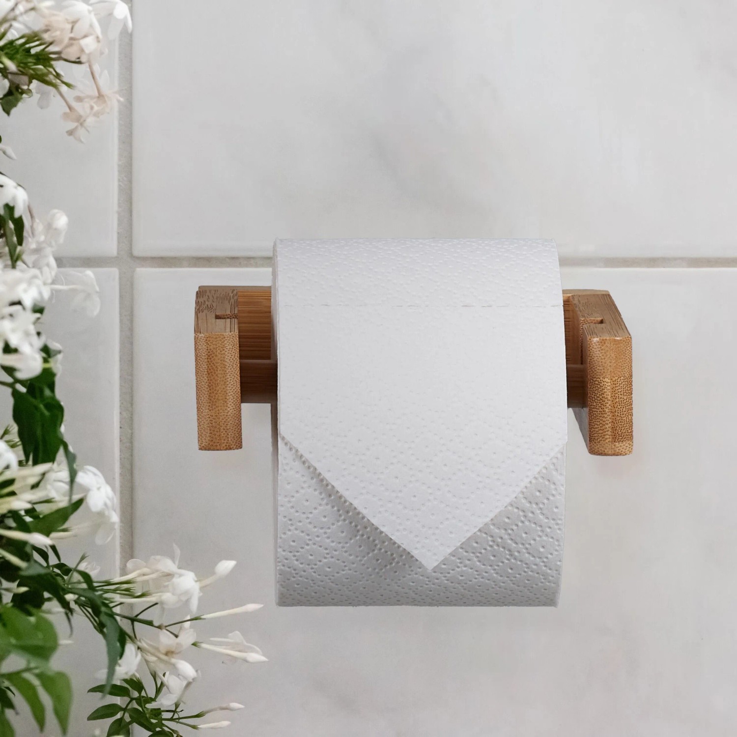 Relaxdays Toilettenpapierhalter Set Bambus Natur 2-teilig 43 cm x 14 cm x 14 cm 1,35 kg_5