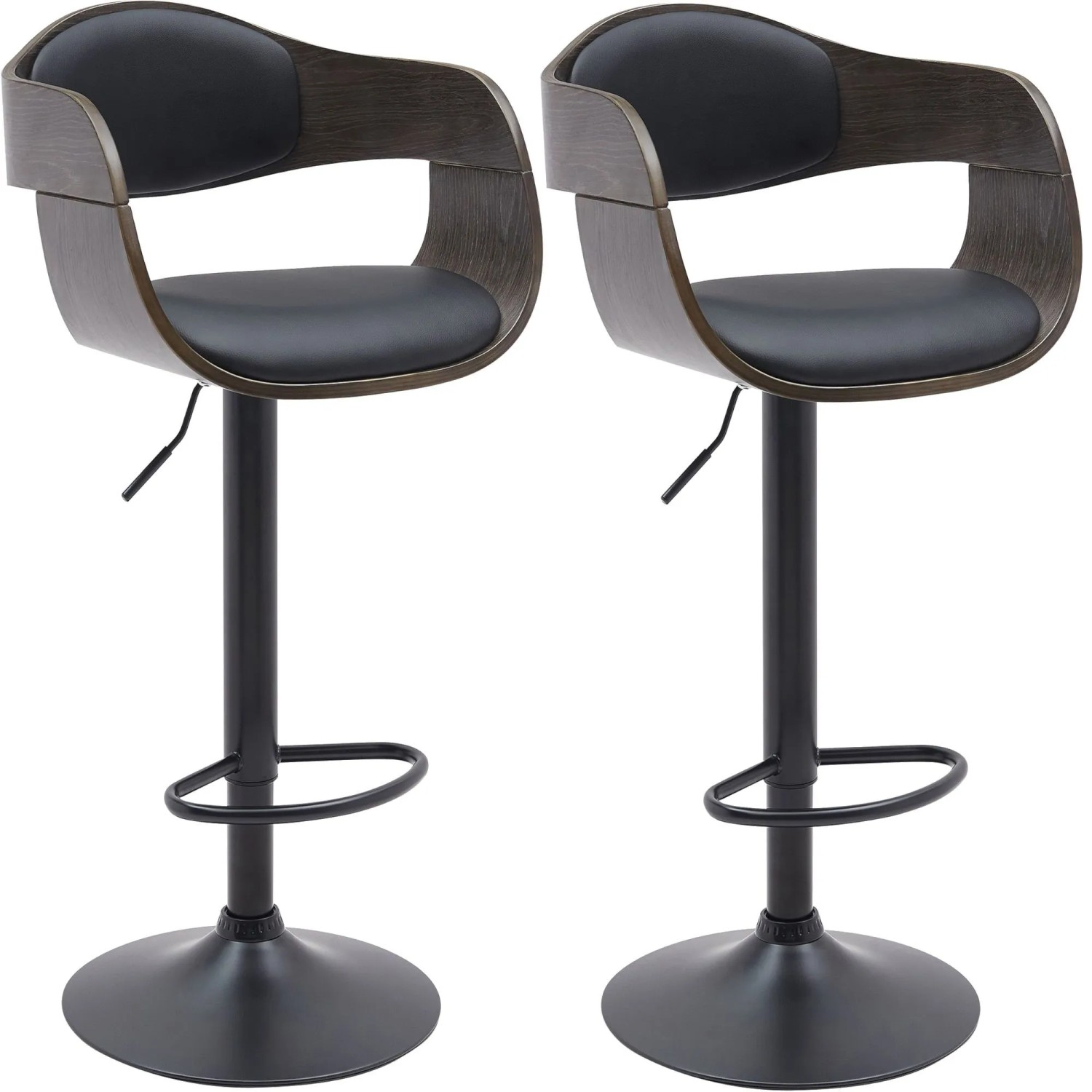 CLP 2er Set Barhocker Kingston schwarz/grau/Kunstleder