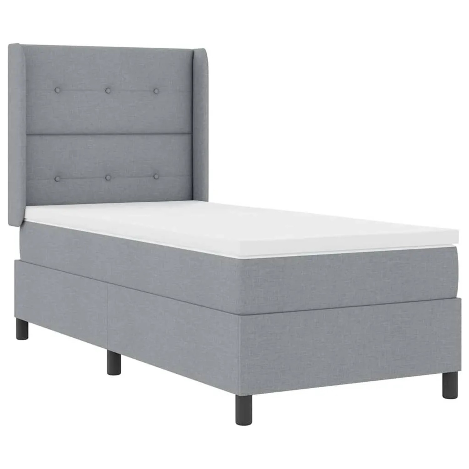 vidaXL LED Boxspringbett mit Matratze Hellgrau 90 x 190 cm Stoff 3343476