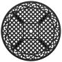 Schwarze vidaXL Garten-Essgruppe: Tischplatte aus Aluminiumguss mit geometrischem Muster und Schirmloch.