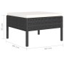 Schwarzer Rattan Hocker mit creme-weißem Kissen, Teil des vidaXL Garten Lounge Sets.