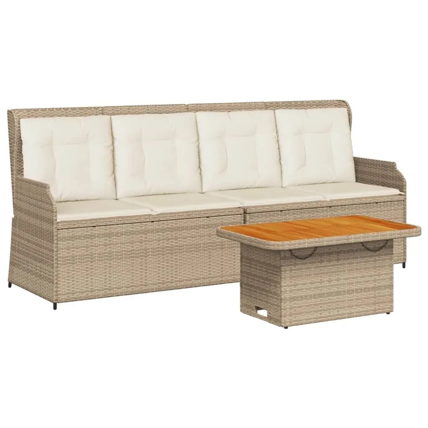 vidaXL 3-Tlg Garten-Lounge-Set mit Kissen Beige Poly Rattan 3262446
