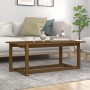 Honigbrauner Couchtisch aus Kiefer Massivholz, 110x55x45 cm. Wohnzimmertisch im rustikalen Design.