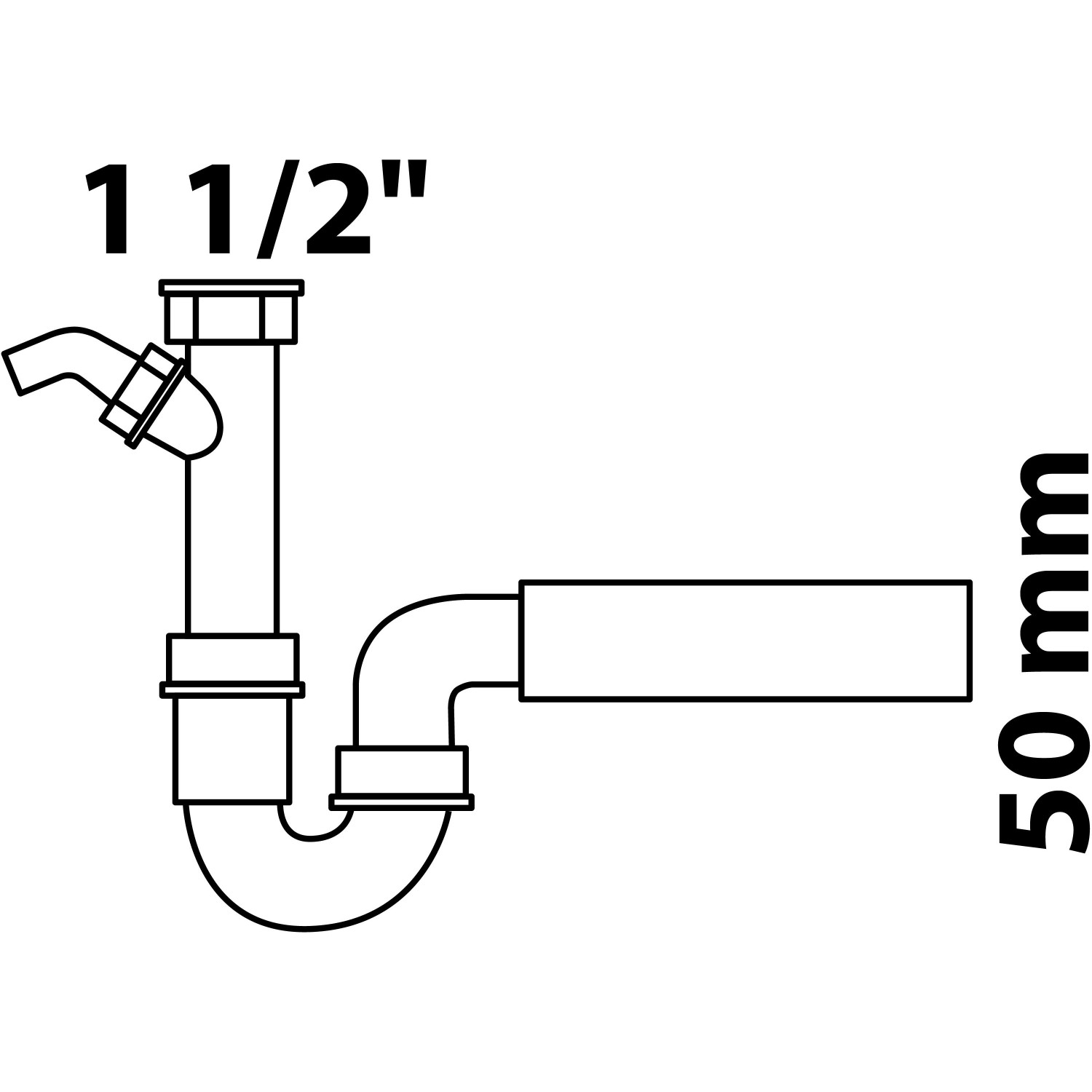 Kirchhoff Siphon Küchenspüle Eco Save 50 mm aus recyceltem Kunststoff-Anschluss