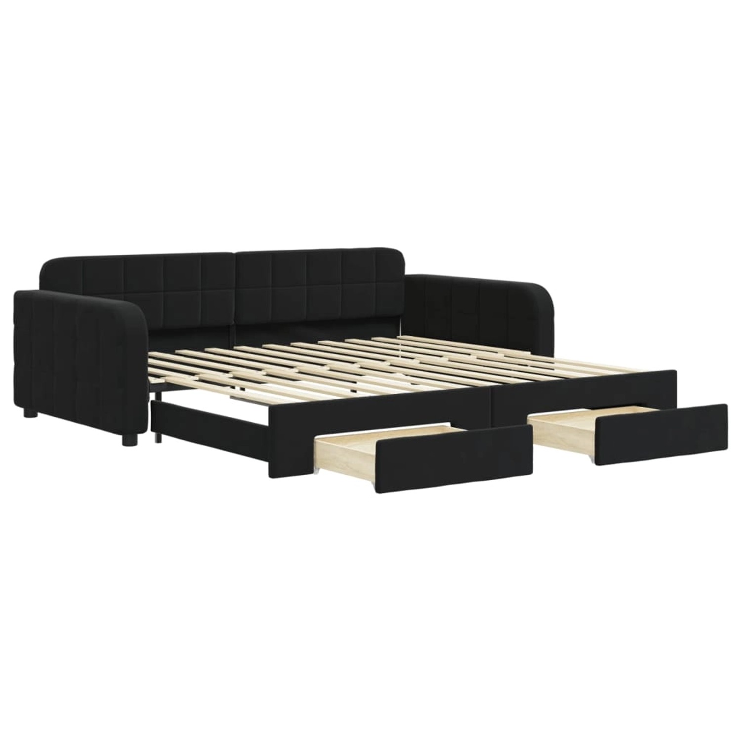 vidaXL Tagesbett Ausziehbar mit Schubladen Schwarz 100x200 cm Samt 3196988 günstig online kaufen