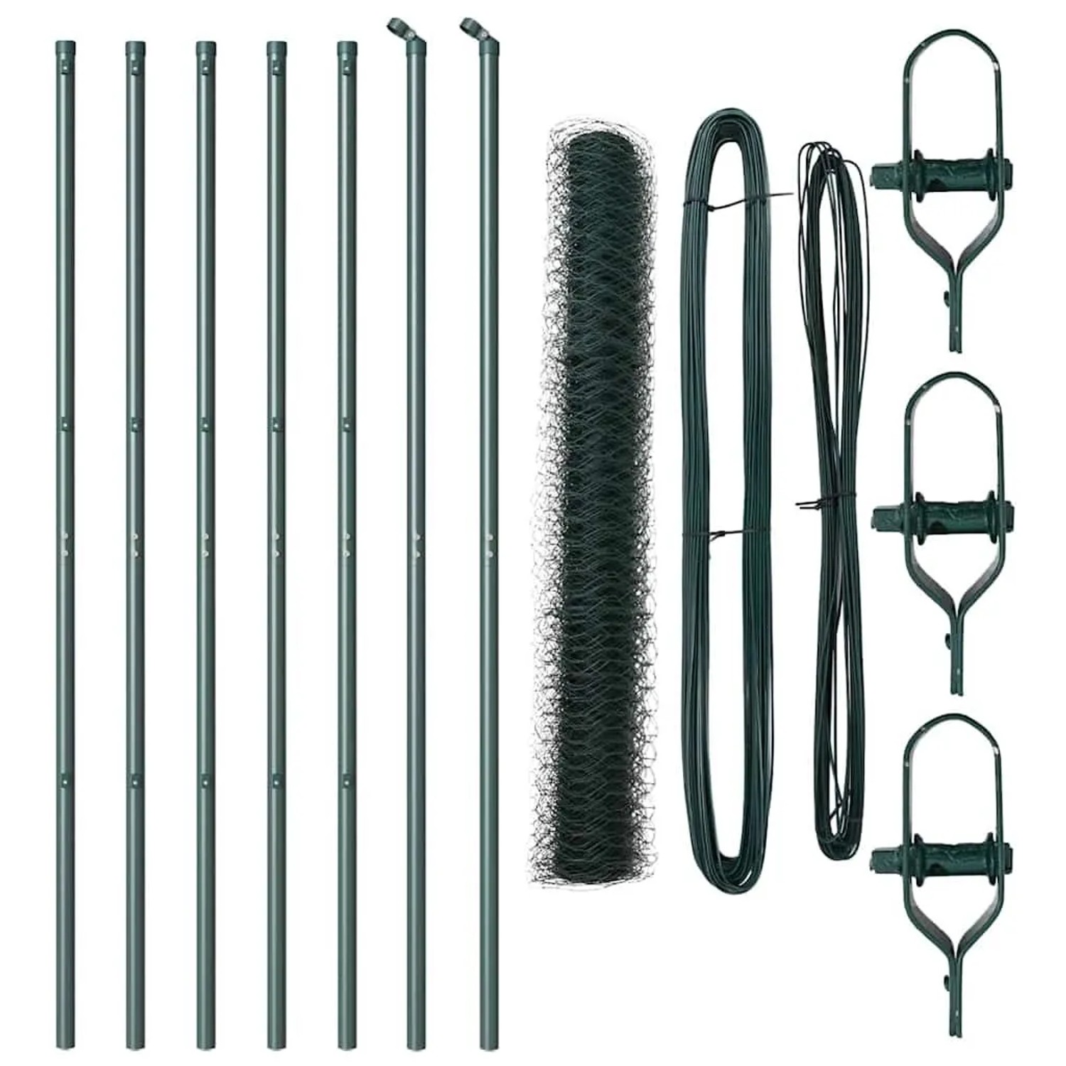 vidaXL Zaunpfosten Grün 10 x 1,2 m 36 mm Netz Stahl und PVC 3352642 günstig online kaufen