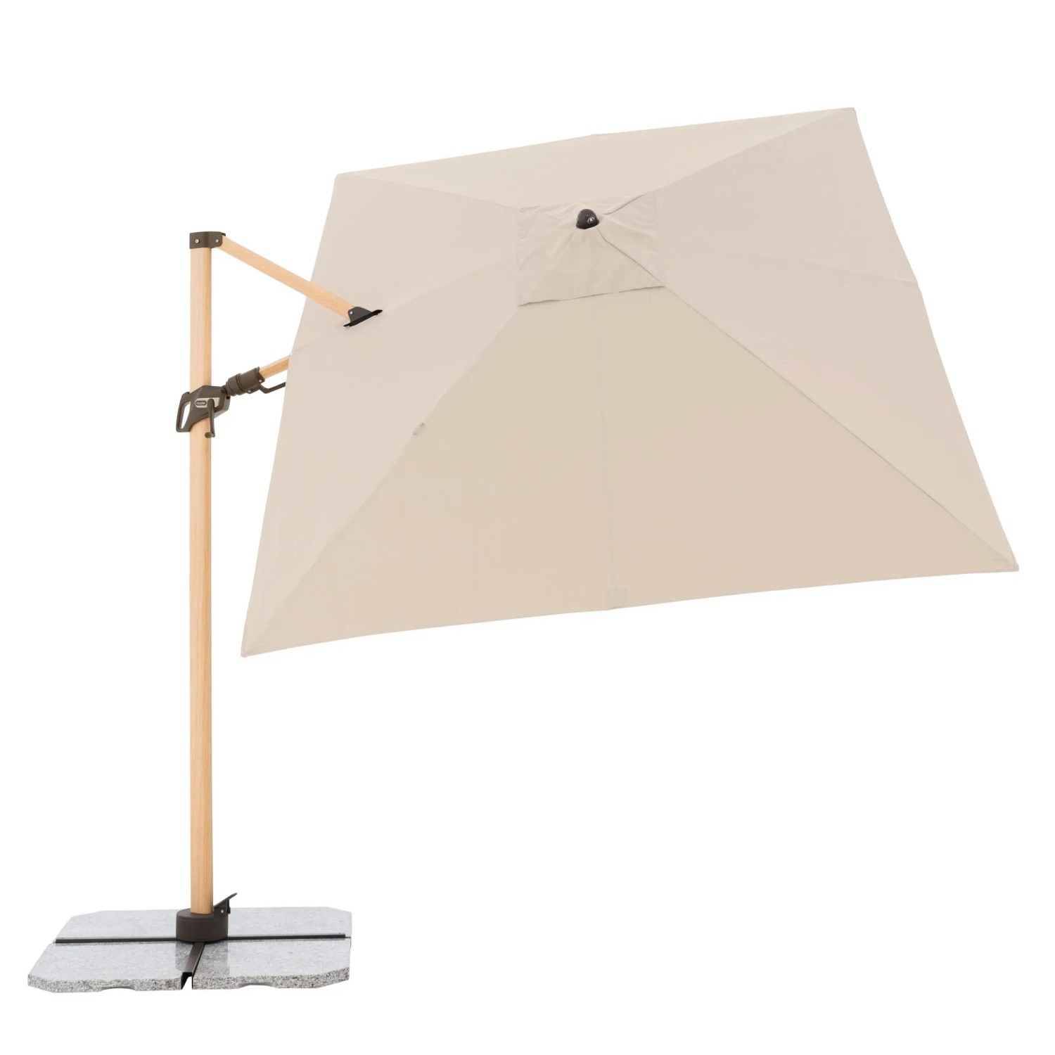 Doppler Ampelschirm Alu Wood, 300x220 cm, Natur, mit Kurbel. Sonnenschirm mit Holz-Optik und Neigungsfunktion.