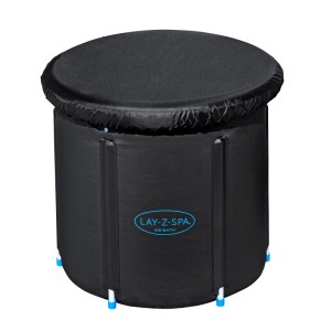 Bestway LAY-Z-SPA Eisbad Glacial Zen mit Abdeckung, schwarzer, runder, aufblasbarer Whirlpool.