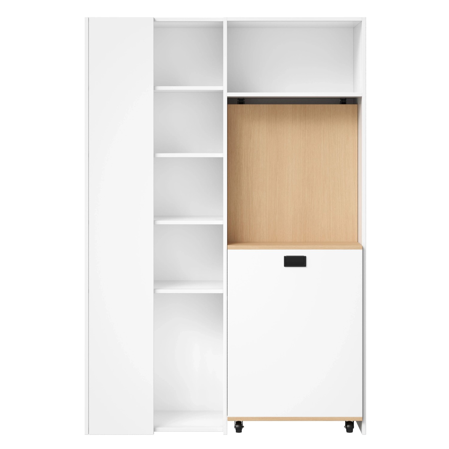 okwish Schreibtisch Klappbar/Höhenverstellbar mit Steckdose/USB-Anschluss/Ablagen Weiß