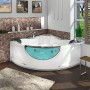 Eck-Whirlpool Badewanne AcquaVapore W25 150x150cm mit blauer Front und Vollausstattung.