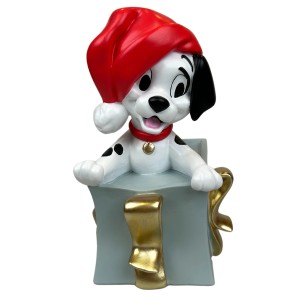 Disney Dalmatiner Figur (21 cm) mit Weihnachtsmütze in Geschenkbox, Weihnachtsdekoration.