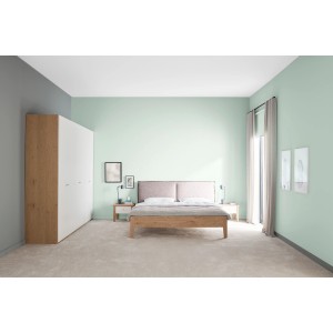 Schlafzimmer mit Wandgestaltung in Schöner Wohnen Glimmerfarbe Flash Mint.